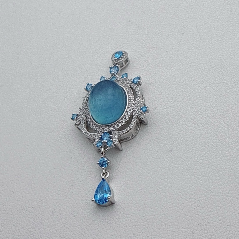 SGP19 S925 Stamped Aqua Marine Pendant - Picture 3 of 6